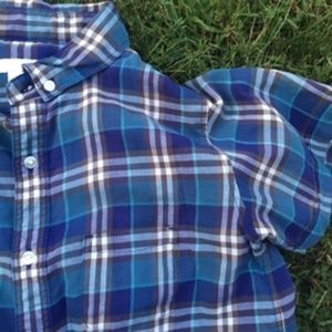 Burberry boys blue and white plaid shirt size 14